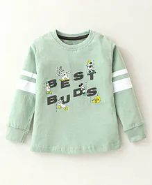 Doreme Cotton Single Jersey Knit Full Sleeves Top Mickey Mouse & Friend Print - Green