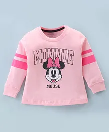 Doreme Cotton Knit  Single Jersey Full Sleeves Top MInnie Mouse Print -Lace Pink