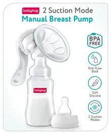 Babyhug Manual Breast Pump with 2 Suction Modes- White