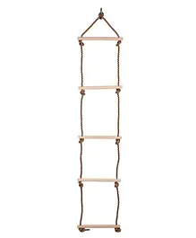 Hop N Play 5.75 Feet Wooden Rope Climber 5 Rungs Ladder for Kids - Brown