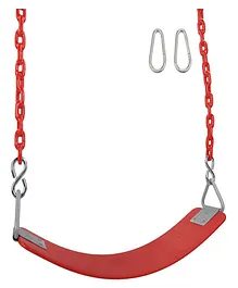 Hop N Play Reinforced Flexible Swing Seat with 60 Inches Plastic Coated Chains for Kids- Red