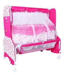 1st Step Cradle with Swing, Mosquito Net and Storage Basket (Pink)