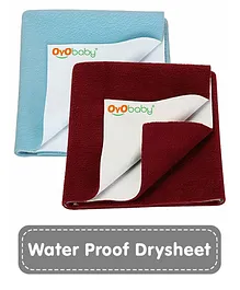 Oyo Baby Waterproof Instant Dry Sheet Small Pack of 2 - Sea Blue and Maroon