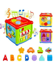 OPINA 6 in 1 Early Learning Shape Sorter Activity fancy cube with Music and Light with 11 blocks - Multicolor