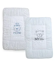 Carerio Pure Cotton Baby Mats with Meow Cat And My Little Star Print  - Multicolour Pack of 2
