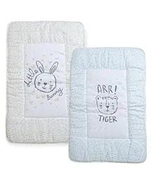 Carerio Pure Cotton Baby Mats with Arr Tiger And Little Bunny Print (43 x 68 Cm) - Multicolour Pack of 2
