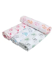 Carerio New Born Baby Pure Cotton Swaddle Wraps  Animal Print - Multicolour