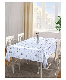Arrabi Grey Floral Cotton Blend 6 SEATER Table Cover ARTC-1381-Grey