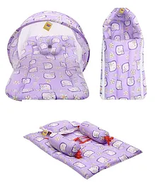 Fareto Combo of Baby Fullset Kitty Bed Set - Purple