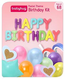 Babyhug Pastel Theme Birthday Kit Multicolour - Pack of 68