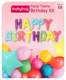 Babyhug Pastel Theme Birthday Kit Multicolour - Pack of 68