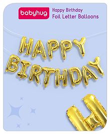 Babyhug Happy Birthday Gold Foil Letter Balloons - Pack of 13