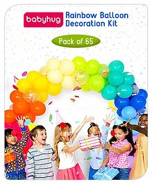 Babyhug Rainbow Balloon Decor Kit Multicolor - Pack of 65