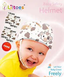 LILTOES Baby Head Protector for Safety of Kids 6M to 3 Years- Baby Safety Helmet with Proper Air Ventilation & Corner Guard Protection Knee Pad & Elbow Pad Butterscotch Cow