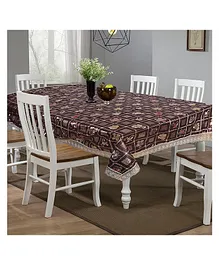 Kuber Industries Dining Table Cover PVC Spill Proof Geometric Pattern Tablecloth Kitchen Dinning Protector With Seamless Border 60X90 Inch (Gold)