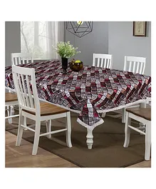 Kuber Industries Dining Table Cover Faux Silk Spill Proof Block Pattern Tablecloth Kitchen Dinning Protector With Jutelace Border 60X90 Inch (Multicolor)