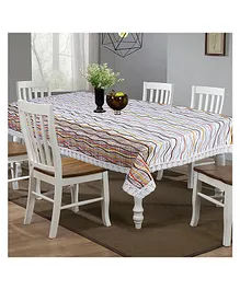 Kuber Industries Dining Table Cover PVC Spill Proof Line Pattern Tablecloth Kitchen Dinning Protector With Seamless Border 60X90 Inch (Multicolor)