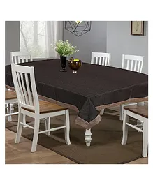 Kuber Industries Dining Table Cover Jute Spill Proof Tablecloth Kitchen Dinning Protector With Jutelace Border 60X90 Inch (Brown)