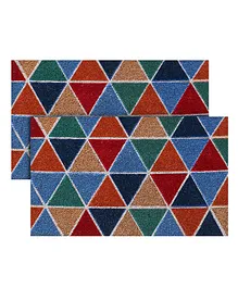 Kuber Industries Polyethylene Durable & Anti-Slip Natural Triangle Print Floor Mat Pack of 2 (Brown)