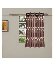 Kuber Industries Faux Silk Decorative 5 Feet Window Curtain Floral Print Darkening Blackout  Drapes Curtain With 8 Eyelet For Home & Office (Coffee)