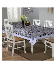 Kuber Industries Spiral Design Waterproof Dining Table Cover Tabletop for Home Decoration With White Lace Border 60X90 inch (White)