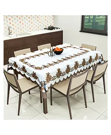Kuber Industries Cotton Floral Print Waterproof Attractive Dining Table Cover Tablecloth for Home Decorative 60x90 Inch (Cream Brown)