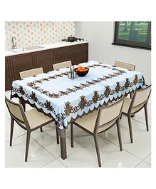 Kuber Industries Cotton Floral Print Waterproof Attractive Dining Table Cover Tablecloth for Home Decorative 60x90 Inch (White Brown)