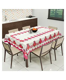 Kuber Industries Cotton Floral Print Waterproof Attractive Dining Table CoverTablecloth for Home Decorative 60x90 Inch (Cream Pink)
