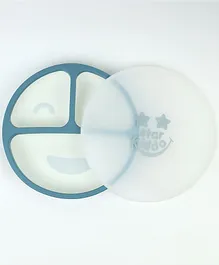 Starkiddo Silicone Smiley Plate with Lid Weaning Set - Blue