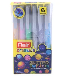 Flair Creative Glitter Twisters Gel Crayons Pack of 6 - Multicolor