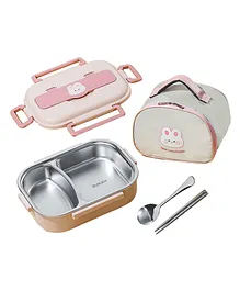 Little Surprise Box Rabbit Medium Size Kids Lunch/Tiffin Box with Insulated Lunch Box Cover - Pink