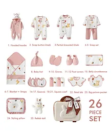Little Surprise Box Beige Rabbit 26pcs Mini Suitcase style Newborn Hamper - Pink