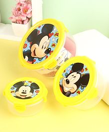 Disney Mickey Mouse Round Lunch  Box Set 3 Pieces  - Yellow