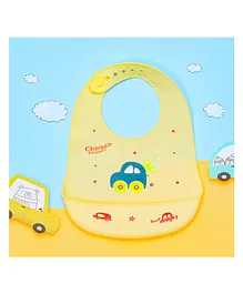 Yellow Bee Silicone Car Print Bib with Crumb Catcher and Adjustable Closure for Boys Yellow