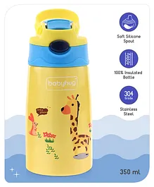 Babyhug  Insulated Sipper Bottle Giraffe Print Yellow -350 ml