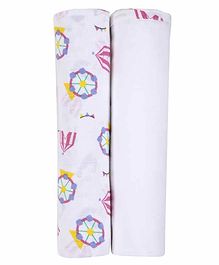 My Milestones 3 in 1 Muslin Swaddle Wrapper Pack of 2 (Size 41x41 Inches) Carnival Print - Pink & White