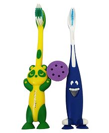 Yunicorn Max Pokemone & Smile Kids Toothbrush with Extra Soft Bristles & Protective Lid Cover - Pack of 2 - Colour may vary