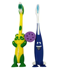 Yunicorn Max Pokemone & Smile Kids Toothbrush with Extra Soft Bristles & Protective Lid Cover - Pack of 2 - Colour may vary