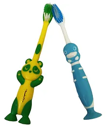 Yunicorn Max Octopus & Pokemon Extra Soft Bristles Kids Toothbrush with Protective Lid Cover - Pack of 2 - Colour may vary