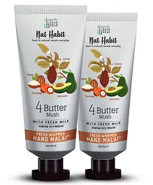 Nat Habit 4 Butter Mush Hand Cream Fresh Whipped Hand Malai With Shea Tucuma, Avocado & Cocoa Butter Pack of 2 X 30ml