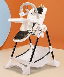Tinyberg Tinythrone 6 in 1 Baby High Chair, Feeding Chair with 6 Level Adjustable Seat Height & Backrest, 5-Point Safety Belt, Portable, Foldable, 0-5 Years - Black & White
