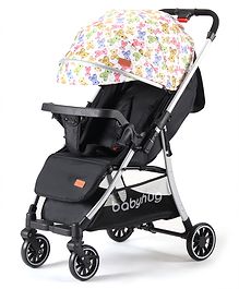 Babyhug Travel Compact Baby Stroller with Reversible Handle Adjustable Backrest & Canopy - Multicolor