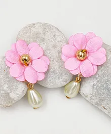 Lime By Manika Flower Detailed Noor Clip On Earrings - Light Pink