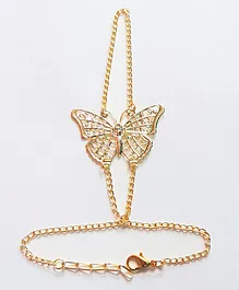 Lime By Manika Butterfly Detailed Haathphool Bracelet - Gold