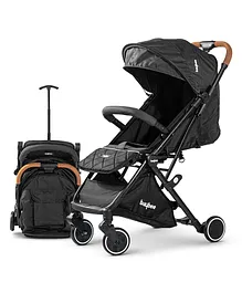 Baybee Infant Baby Pram Stroller for Newborn Babies with Metal Frame 3-Position Adjustable Seat Canopy Bassinet & Large Wheels - Black