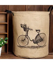 EZ Life Bicycle Printed Laundary Basket Organizer - Brown
