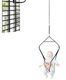 Vparents 2 in 1 Baby Toddler Jumper with Window Hanging Metal Stand Cum Baby Walking Harness - Pink