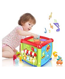 YAMAMA Musical Fancy Baby Activity Cube 6 in 1 Learning Toys With Letters Colorful Shape Sorter Vehicles Puzzle 4 Piano Keys For Kids And Babies  Multicolor