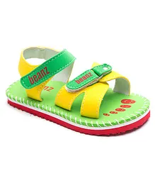 Beanz Unisex Colour Block Detailed Velcro Closure Sandals - Green  Yellow