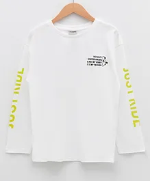 LC Waikiki Full Sleeves Placement Text Printed Tee - White